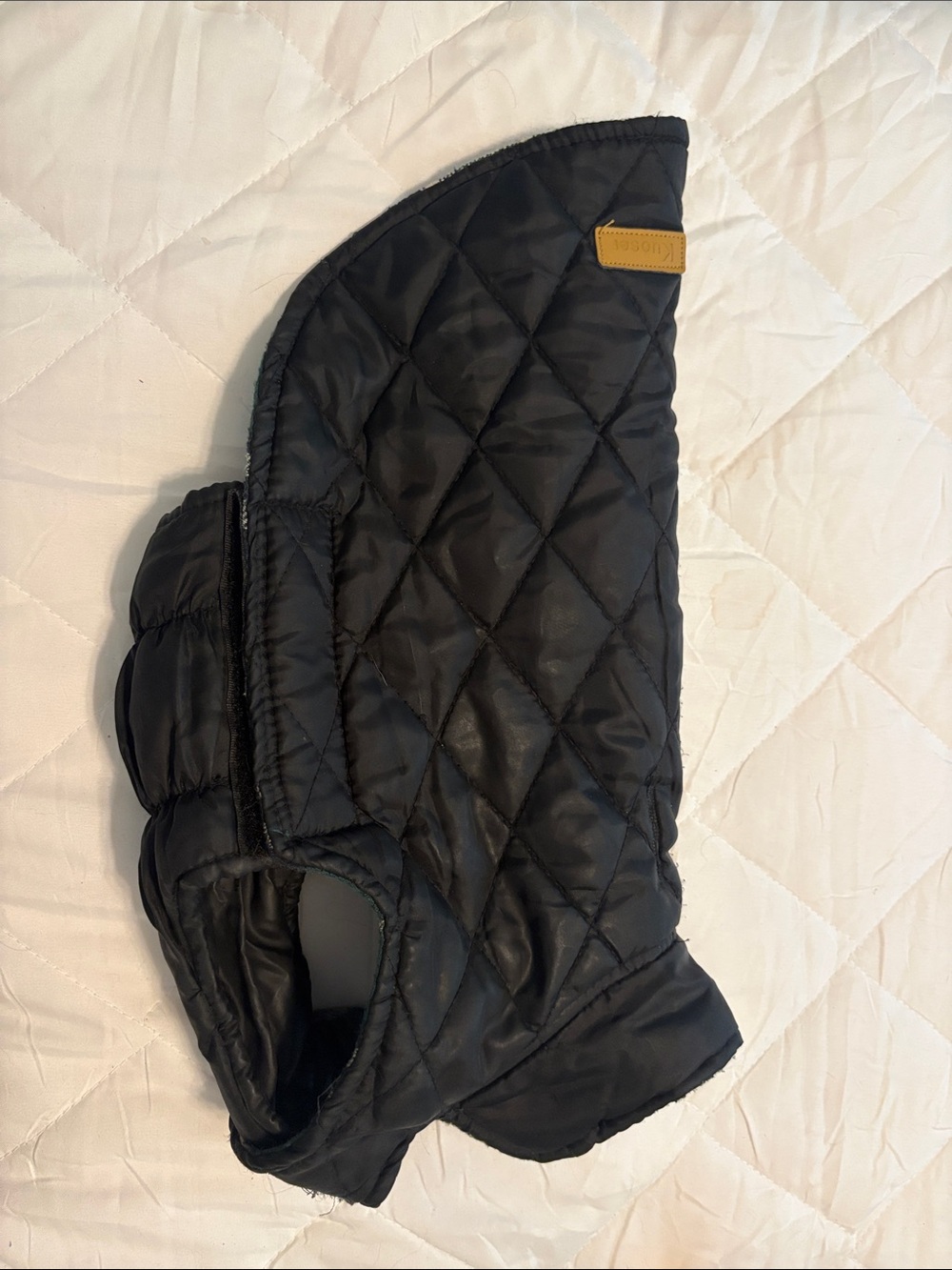 Dog Quilted Black Jacket - super cozy, easy to put on. Classic flannel warmth